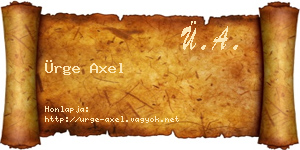 Ürge Axel névjegykártya